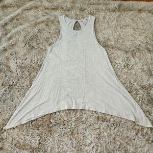 American Rag Tunic Tank with Long Side Tails White with Gray Stripes Size Medium